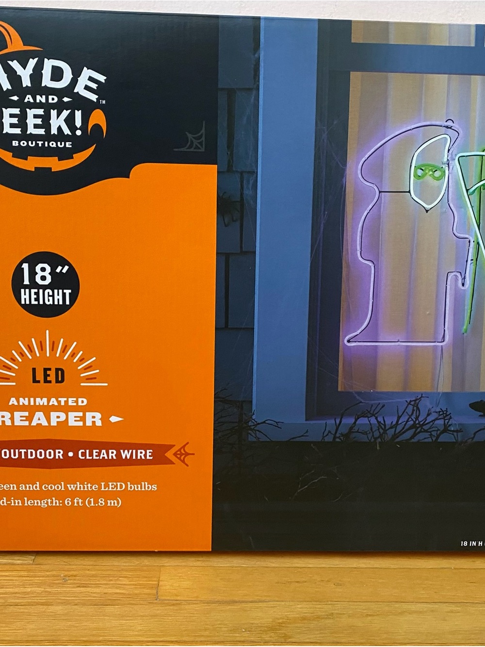 Hyde & Eek 18" LED Animated Reaper Halloween Wall Sign Light Up Decor 2022, NEW